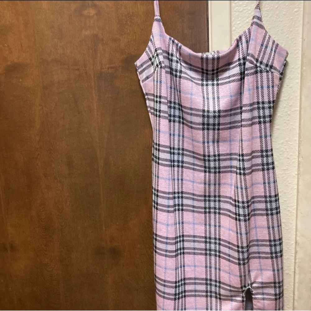 Papaya pink plaid dress